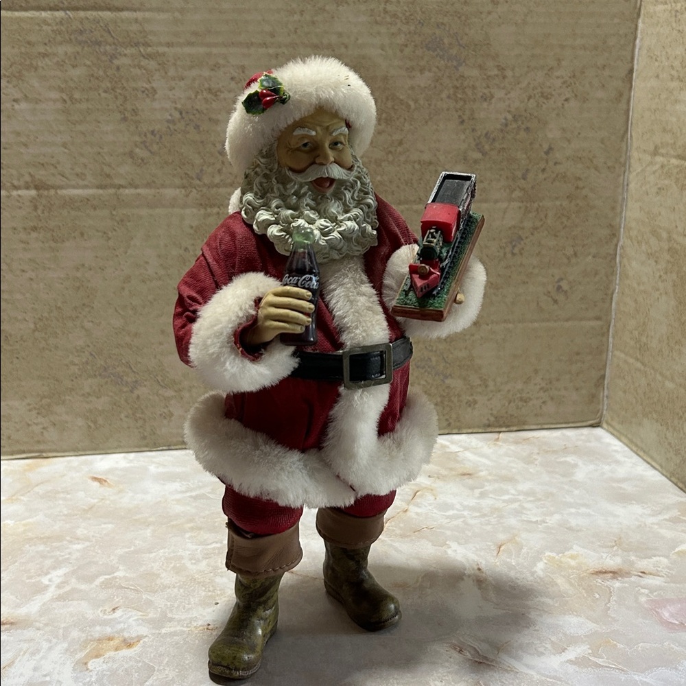 Coca Cola Santa Figurine with Train from Kurt Adler